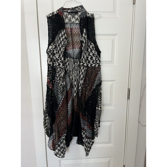 Artsy Boho Kimono Over Piece Mixed Material Witchy Completer Piece Size Large - Picture 7 of 12